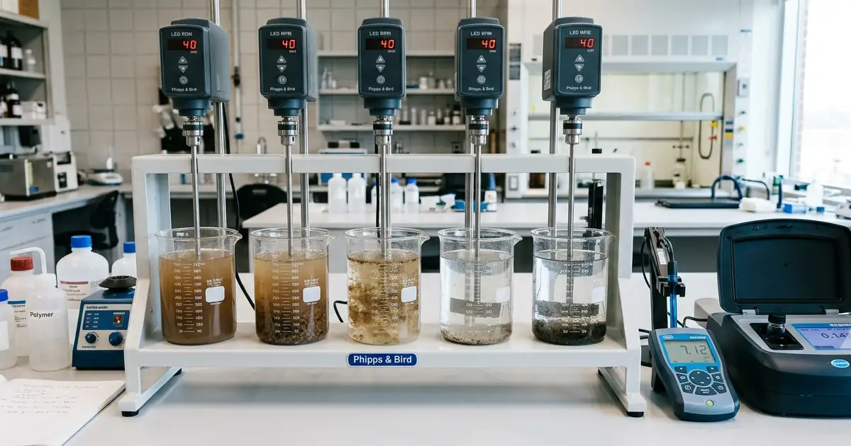 Jar test FeCl2 25-30% trong phòng lab — Lộc Thiên