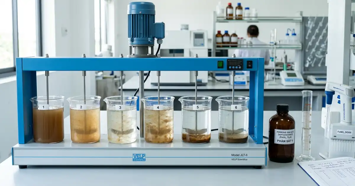 Hướng dẫn Jar-Test FeSO4 keo tụ nước thải — Hóa Chất Lộc Thiên