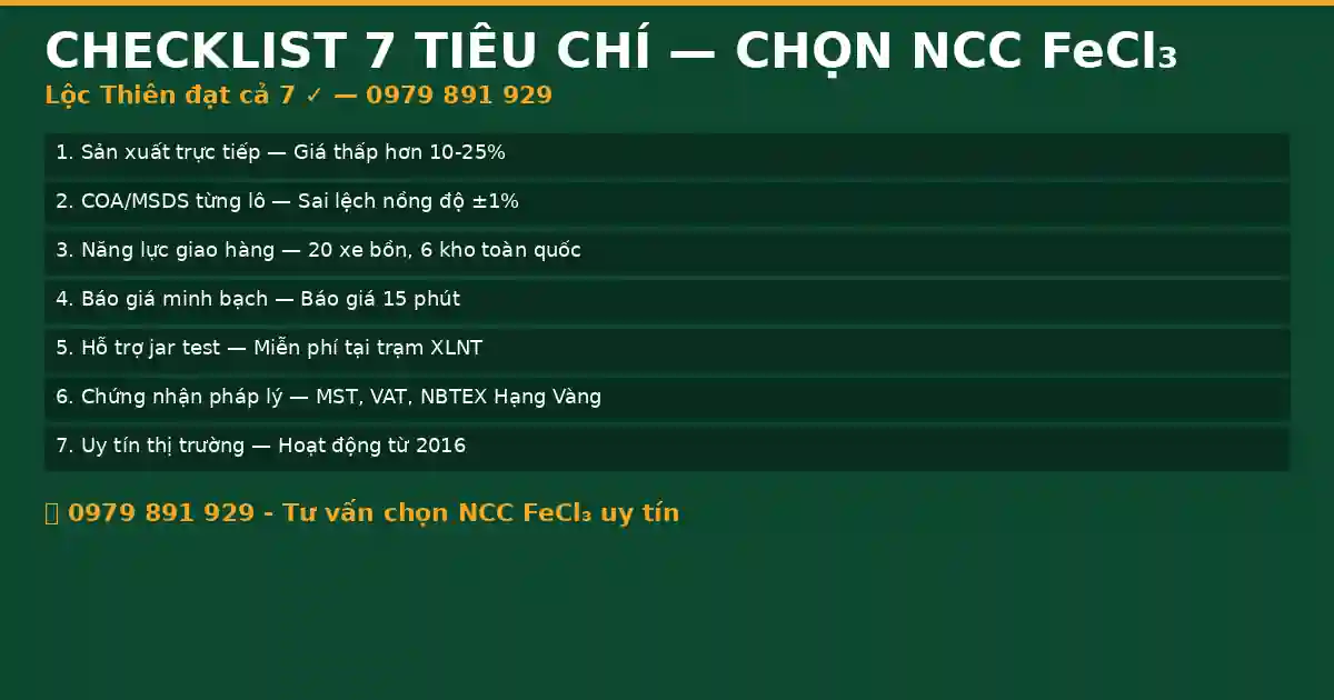選擇FeCl3供應商的7項標準清單——祿天化工