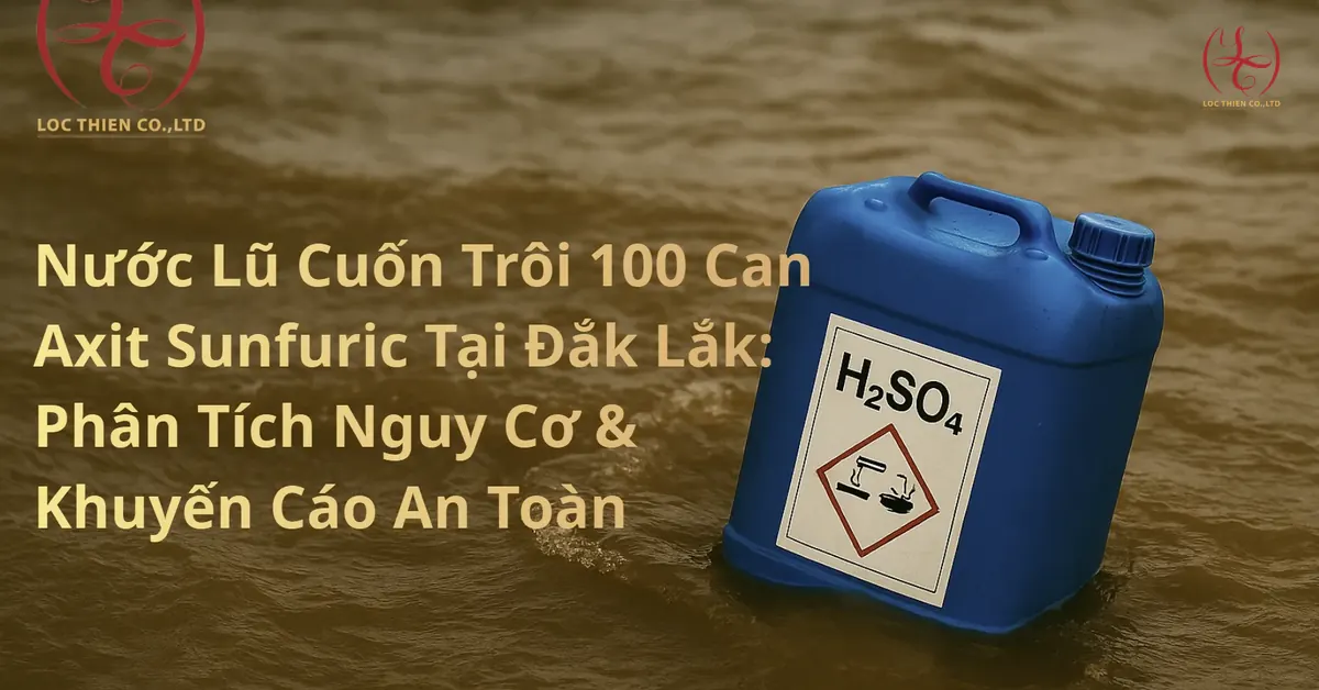 100 Can Axit Sunfuric bị nước lũ cuốn trôi  tại Đắk Lắk: Phân Tích Nguy Cơ & Khuyến Cáo An Toàn
