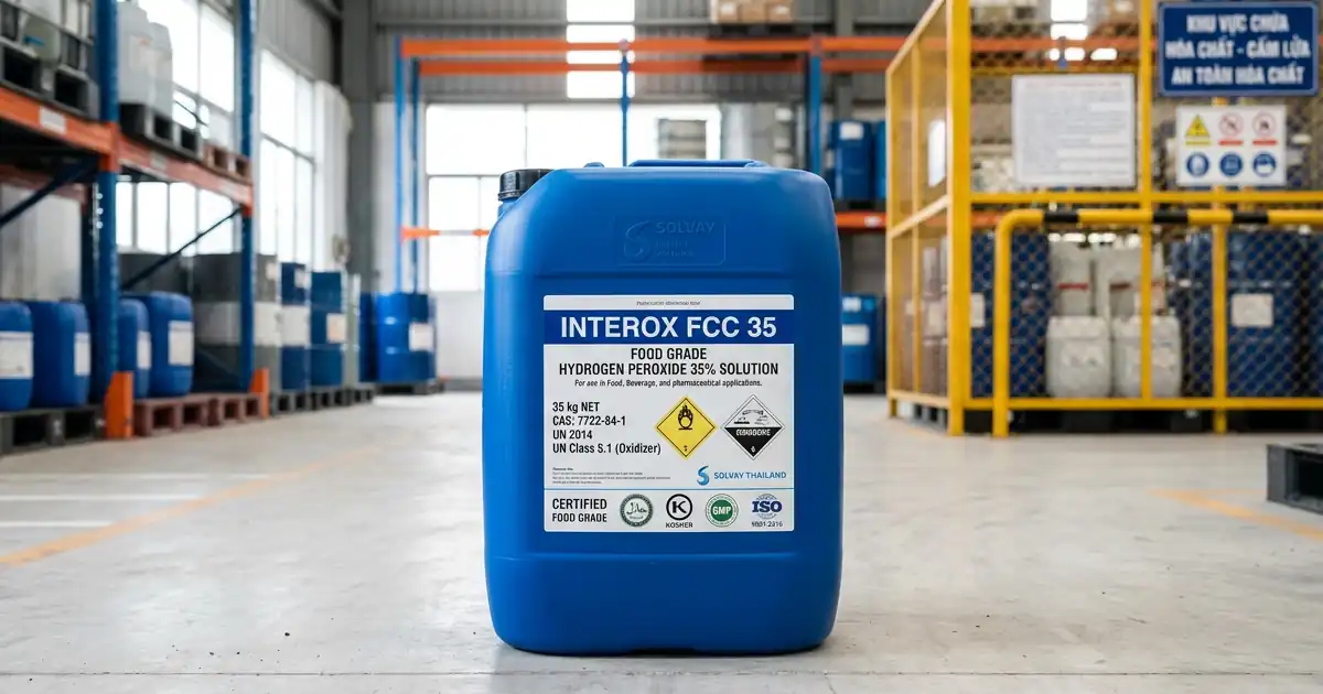 H2O2 35% Thực Phẩm INTEROX FCC 35 — Solvay Thái Lan — Lộc Thiên Chemical