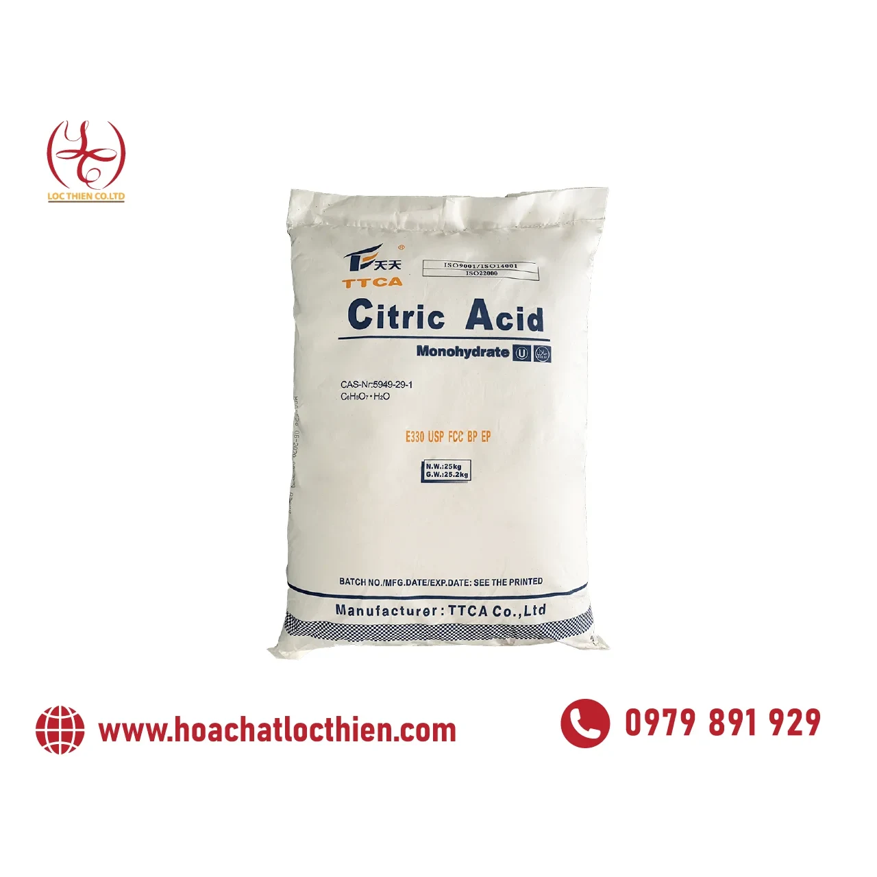 Axit Citric C6H8O7 25kg — Báo Giá Nhập Khẩu Trung Quốc