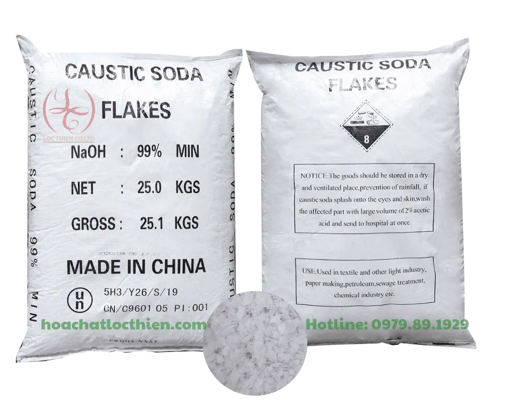 Xút vảy - NaOH 99% | Trung Quốc | 25Kg/Bao — Lộc Thiên Chemical