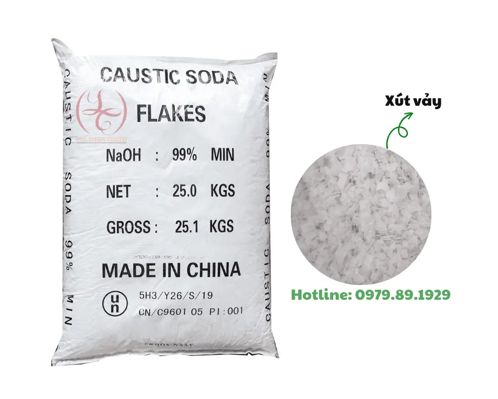 Xút vảy NaOH 99% Trung Quốc 25kg